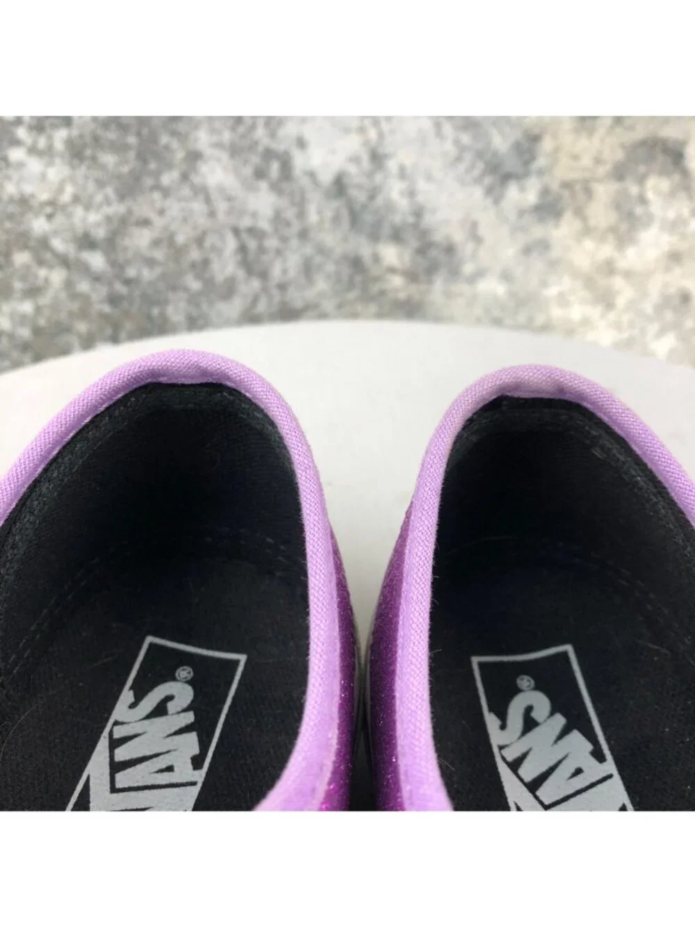 Vans Kids Size 3 Purple Glitter Closed Toe Lace-Up Skate Shoes Casual Sneakers
